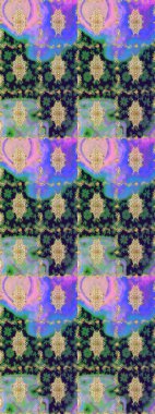 Altın çiçekli eskiz deseni. Barok tarzında altın çiçekli süs. Gri renklerdeki altın element. Damask arkaplanı.