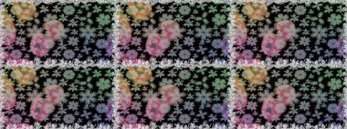 Şirin çiçek elementleri. Raster illüstrasyonu. Siyah ve gri renkli çiçekler. Kusursuz..