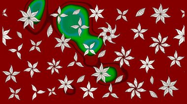 Düz Çiçek Elementleri Tasarımı. Renkli Yaz Temalı eskiz kalıbı. Raster Illustrasyon 'daki Çiçek Deseni' nin son moda çizimi. Güzel kumaş deseni.