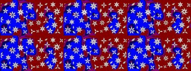 Çiçek ve yapraklı karalama şeklinde Raster çiçek deseni. Raster illüstrasyonu. Kibarca, bahar çiçekleri kırmızı renklerde.