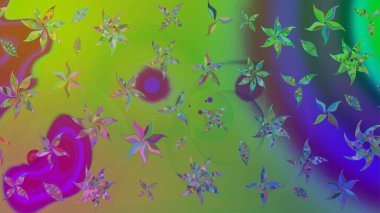 Vadinin yeşil renkli çiçekleri. Raster çiçek desenleri çiziyor..