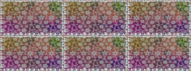 Raster illüstrasyonunda kusursuz çiçek deseni. Süslü kumaş deseni. Renkli Bahar Temalı Kusursuz Arkaplan. Düz Çiçek Elementleri Tasarımı.