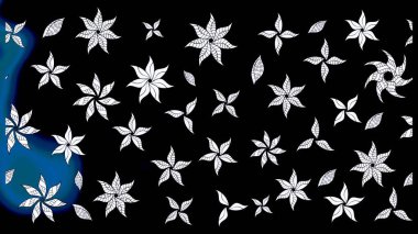 Raster illüstrasyonundaki çiçek desenli çizim. Suluboya tarzında siyah renkte çiçekler.