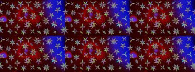 Çiçekler, dallar, bitkiler ve çiçekler. Güzel kumaş deseni. Raster illüstrasyonu. El çizimi.