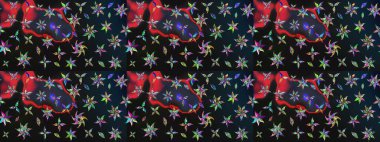 El çizimi Raster çizimi. Parlak elementlerin. Çizim çiçek deseni duvar kağıdı, web sitesi arkaplanı, paket kağıdı, davetiye, broşür, pankart veya web sitesi için kullanılabilir.