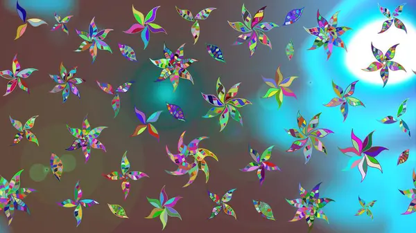 Raster deseni. Küçük çiçekteki sevimli çiçek deseni. Kahverengi renklerde. Raster illüstrasyonu. Soyut çiçek çizim kalıbı arkaplanı.