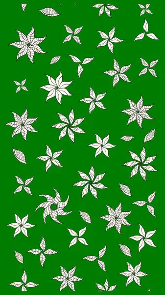 Yeşil renkli bitkilerden oluşan parlak çiçekli çizim deseni.