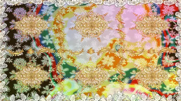 Kusursuz klasik altın desen. Altın elementlerle nötr renklerde altın desen. Raster geleneksel oryantasyon süsü.