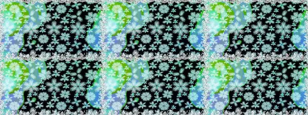 Renkli Bahar Temalı Kusursuz Arkaplan. Mavi ve siyah renkte zarif çiçekli suluboya. Düz Çiçek Elementleri Tasarımı. Raster illüstrasyonu.