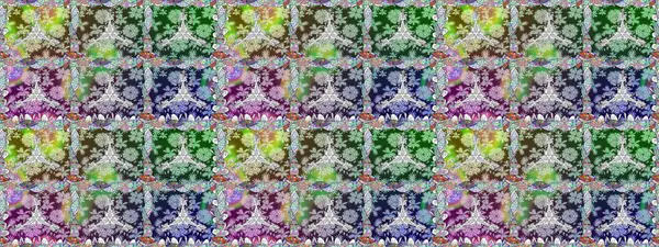 Güzel kumaş deseni. Raster Illustrasyon 'da moda olmayan çiçek deseni. Düz Çiçek Elementleri Tasarımı. Renkli Yaz Temalı Kusursuz Arkaplan.