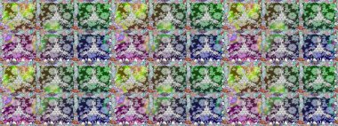 Güzel kumaş deseni. Raster Illustrasyon 'da moda olmayan çiçek deseni. Düz Çiçek Elementleri Tasarımı. Renkli Yaz Temalı Kusursuz Arkaplan.