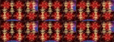 Raster illüstrasyonu. Kristal kar taneleri kahverengi, kırmızı ve siyah renklerde.