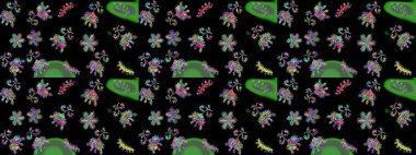 Kar tanesi rengarenk desen. Raster kar taneleri arka planda. Kar taneleri deseni. Soyut kar taneleri arkaplanda izole edilmiş düz dizayn. Raster illüstrasyonu.