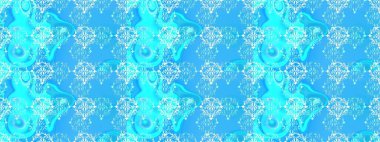 Mavi, nötr ve beyaz renklerde. Çiçek. Raster illüstrasyonu. Kusursuz dekoratif arka plan, çiçek mandala.