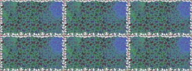 Kusursuz desen. Mavi ve yeşil arka planda kelebekler. Kağıt, kumaş ve ambalaj için uygun. Raster..