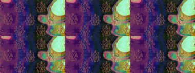 Parlak renkli çiçekleri ve mor renkli yaprakları olan harika bir çiçek deseni. Moda baskıları için zarif bir şablon. Modern çiçek arkaplanı. Halk stili.