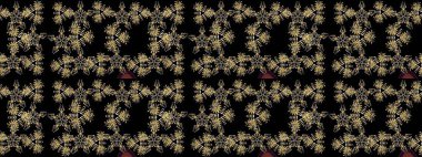 Raster illüstrasyonu. Asya tekstil tarzında. Çiçek desenli çizim. Raster illüstrasyonu. Siyah renkte çiçekler.