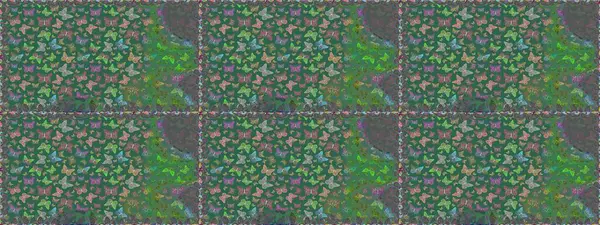 Raster illüstrasyonu. Duvar kağıdı için böcek dokusunun tekrarı. Mavi ve yeşil lekeli oldukça pürüzsüz kelebek kumaşı. Bahar Kelebeği şirin tema.