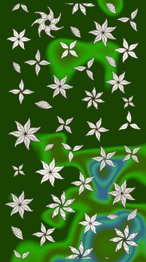 Sevgililer günü ve tebrik kartı konsepti için şık bir davetiye. Manzaralı çiçek deseni. Üst manzara, yumuşak yeşil renk tarzı. Çiçek kompozisyonu, el boyası, hassas şablon..