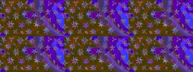 Parmak izi, kumaş, duvar kâğıdı, tekstil için raster dokusu. Nakış desenli çiçek deseni. Renkli grunge soyut arkaplanı colokahverengi çiçeklerle zenginleştirir.