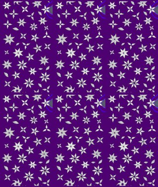Çiçek deseni. Raster illüstrasyonu. Şatafatlı bahar bahçesi dokusu. Mor renkli çiçek çizimi. Mor renkte çiçekler.