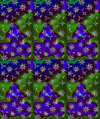 Yeşil renkli çiçekler. Raster illüstrasyonu. Çiçek süslemeli çizim deseni.