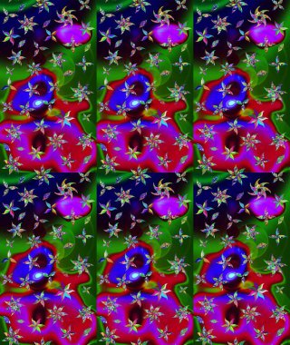 Raster illüstrasyonu. Yeşil renkli çiçekler. Küçük çiçekte sevimli çiçek deseni var..