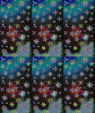 Küçük çiçekli yay deseni çiz. Raster illüstrasyonu. Suluboya tarzında gri renkler üzerine.