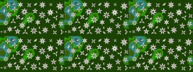 Raster güzel bir çiçek deseni çizmiş. Bahar mevsimi. Tatil havası. Nazik romantik baskı. Yeşil renkte çiçekler.