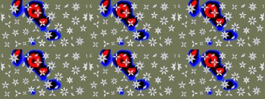 Yapraklı çiçekler ve yeşil renkli papatya çiçekleri. Eskiz arkaplan modeli. Raster - stok.