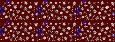 El çizimi çiçek çizimi deseni (fayans). Şirin çiçekli, desenli, kırmızı renkli bir eskiz deseni. Tekstil için suluboya çizim deseni.