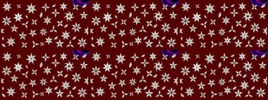 Küçük çiçekli yay deseni çiz. Raster illüstrasyonu. Suluboya stilinde kırmızı renkler üzerine.