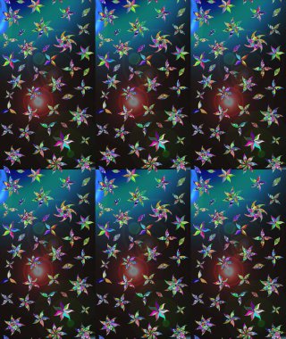 Raster Floral Illustration, Asyalı tekstil. Gri renkli etnik çiçeklerle zarif eskiz deseni.