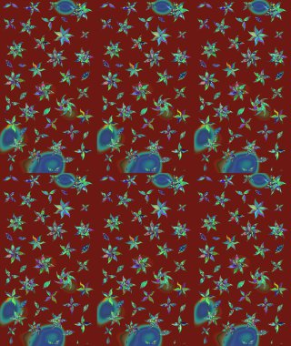 Raster illüstrasyonu. Şirin çiçekli eskiz deseni ve kırmızı renklerde yapraklar, suluboya çiçek deseni, duvar kağıdı, kart veya kumaş için fayanslı.