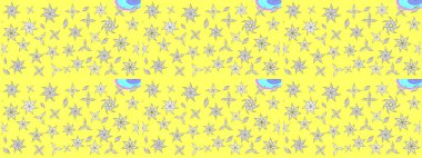 Eskiz arkaplan modeli. Sarı renkli vadi çiçekleri. Suluboya, elle çizilmiş. Raster - stok.