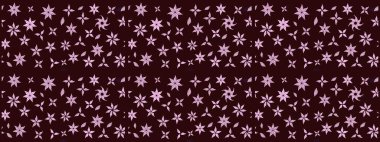 Kahverengi renkli Asya tekstili. Çiçek desenli çizim. Raster illüstrasyonu.