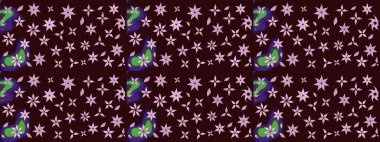 Kahverengi renkli bitkilerden oluşan parlak çiçekli çizim deseni.