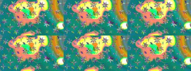 Raster illüstrasyonundaki çiçek desenli çizim. Suluboya tarzında mavi renkte çiçekler.