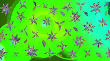 Düz Çiçek Elementleri Tasarımı. Raster Modaya uygun kumaş deseni. Yeşil renkli şirin çiçek deseni. Renkli Bahar Teması çizim şablonu.