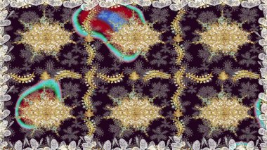 Kış kar dokusu duvar kağıdı. Sembol bayramı, yeni yıl kutlamaları, altın desenler. Kahverengi renkte altın kar taneleri. Noel altın kar taneleri kusursuz desen.