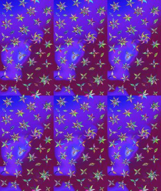 Mor kıvırcık çiçekler mor renkte şekillenir. Raster illüstrasyonu. Klasik çiçek tasarım elementleri.