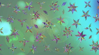 Renkli Bahar Teması eskiz kalıbı. Raster illüstrasyonu. Yeşil renkte zarif çiçek buketi suluboya. Düz Çiçek Elementleri Tasarımı.