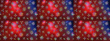 Moda baskısı, albüm, ambalaj kağıdı ve duvar kağıdı için zarif dekoratif süslemeler. Raster illüstrasyonu. Küçük çiçekli basit bir çiçek çizimi. Kırmızı renkte şirin çiçekler..