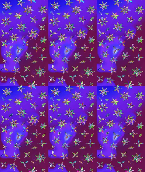 Mor kıvırcık çiçekler mor renkte şekillenir. Raster illüstrasyonu. Klasik çiçek tasarım elementleri.