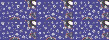 Küçük çiçekli yay deseni çiz. Raster illüstrasyonu. Suluboya tarzında mor renkler üzerine.