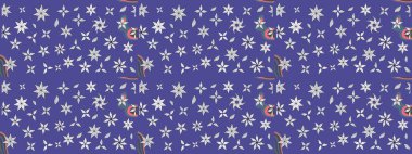 Mor renkli çiçekler. Gömlek, arka plan modelini çiz. Tropik çiçekler.