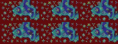 Kabile sanatı boho baskısı, klasik çiçek arkaplanı. Soyut etnik raster çizim kalıbı. Arkaplan dokusu, duvar kağıdı, kırmızı renkli çiçek teması.