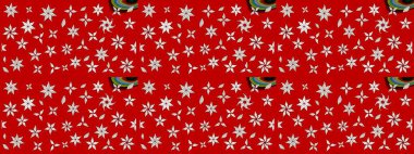 Çiçek desenli eskiz. Kırmızı renkte çiçekler. Renkli Bahar Teması eskiz kalıbı. Düz Çiçek Elementleri Tasarım Raster illüstrasyonu.