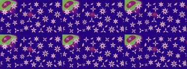 Küçük çiçekte hoş bir çiçek deseni var. Çiçeksel elementlerle süslenmiş zarif raster dokusu. Parlak çiçekli mavi renkler üzerine soyut çizim deseni.