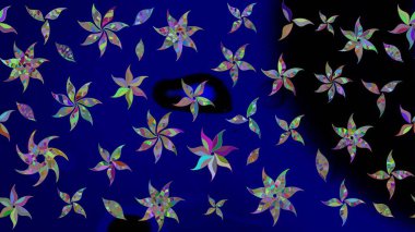 Suluboya çizimi. Mavi renkli çiçekler. El çizimi. Çiçekli çizim deseni.